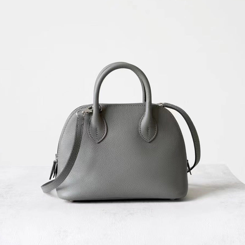 Women's Wax Line Top Layer Cowhide Bowling Crossbody Bags