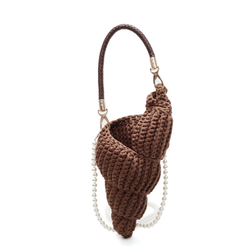 Women's Woven Handmade Seaside Conch Shell Strap Handbags