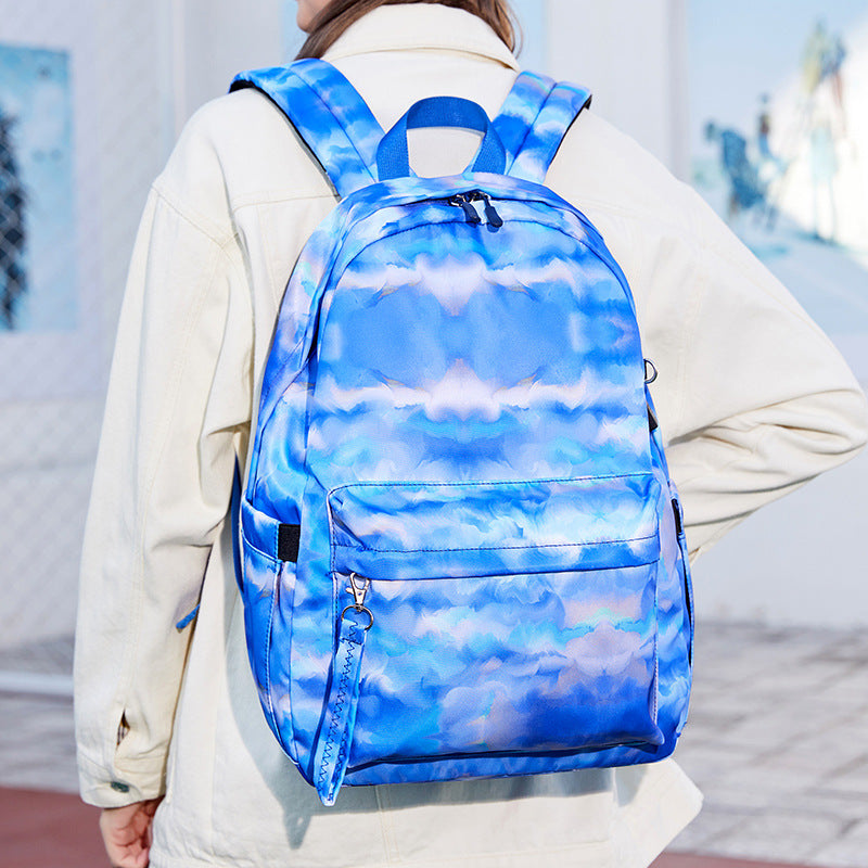 Blooming Printed National Fashion Contrast Color Female Backpacks