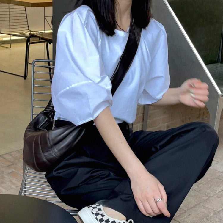 Layer Genuine Leather Dumpling Simple Elegant Neutral Crossbody Bags