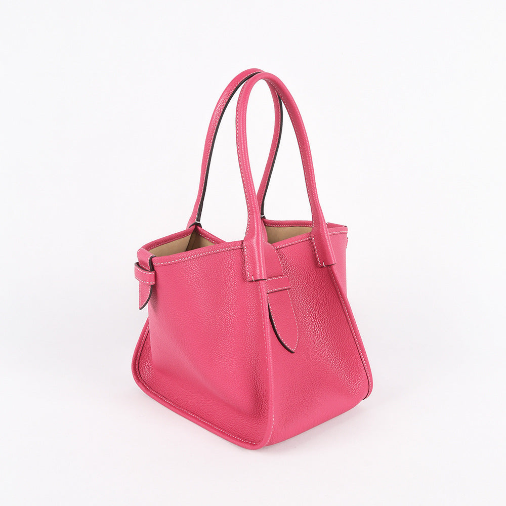 Women's First Layer Cowhide Portable Trapeze Handbags