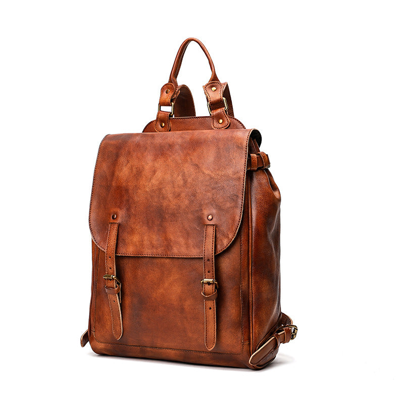 Leather Sketch Brush Color College Large Backpacks