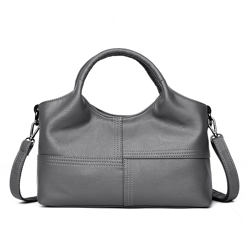 Women's Lightweight Stitching Soft Leather Large Capacity Handbags