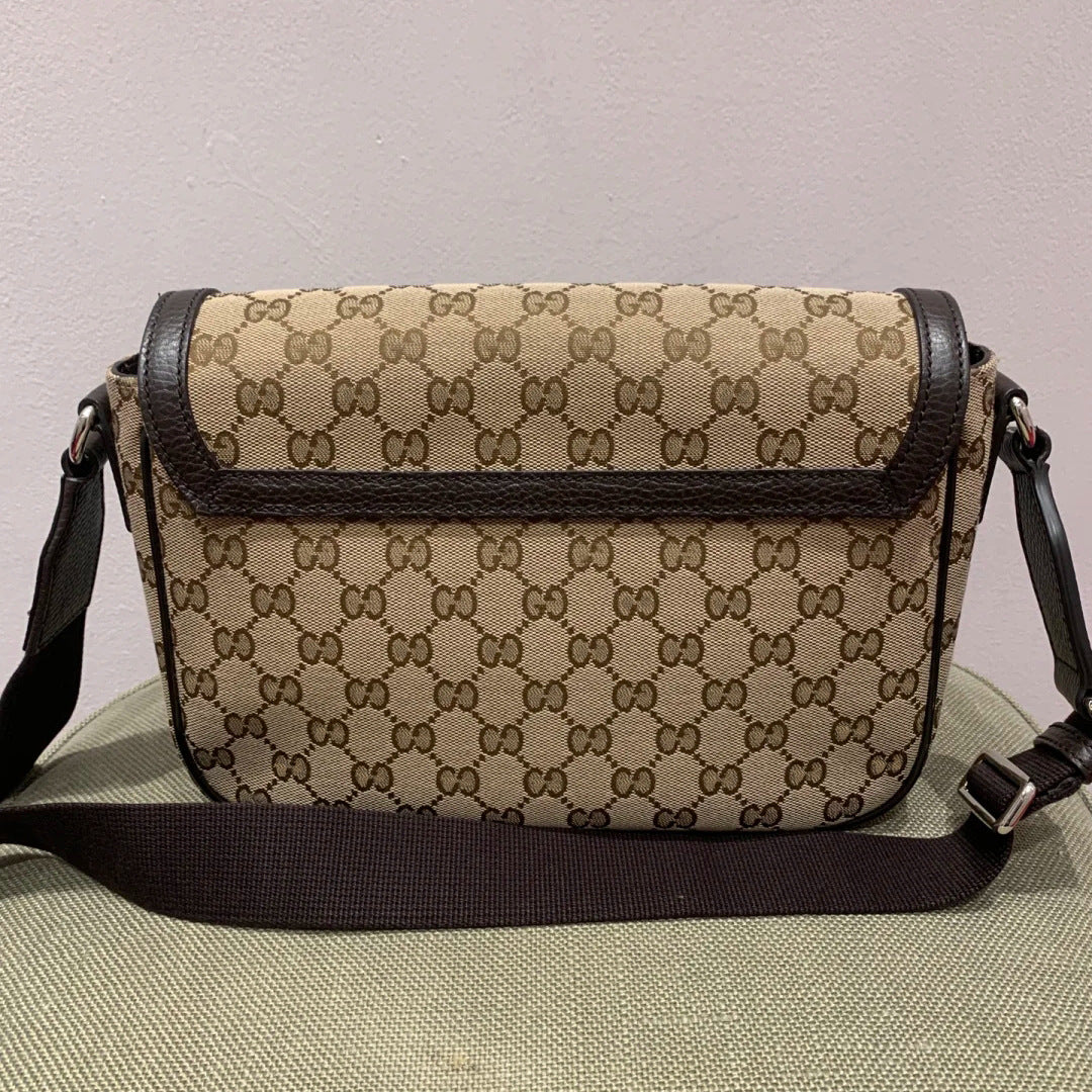 Women's Canvas Message Simple Khaki Presbyopic Saddle Shoulder Bags