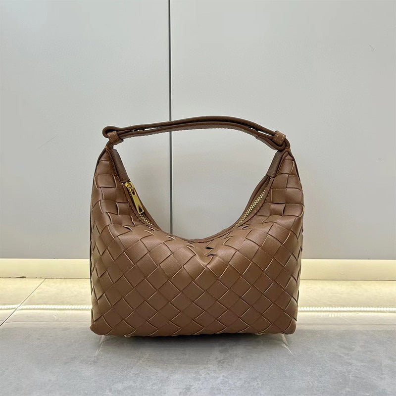 Women's Lunch Box Underarm Genuine Leather Woven Handbags
