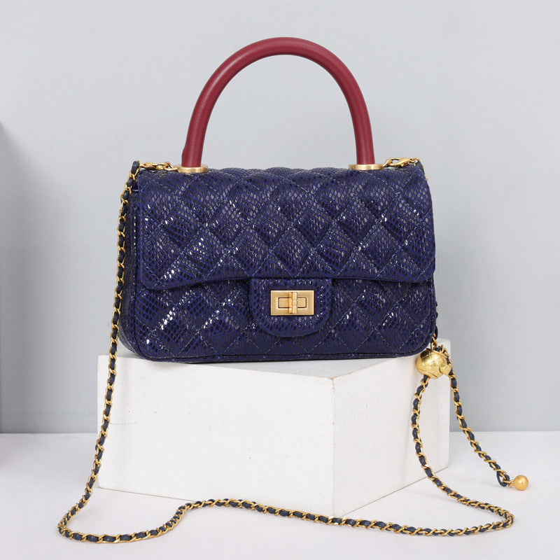 Pattern Rhombus Chain Genuine Leather Fashion Exquisite Crossbody Bags