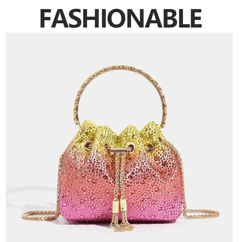 Shiny Advanced Rhinestone Sequins Chain Portable Evening Bags