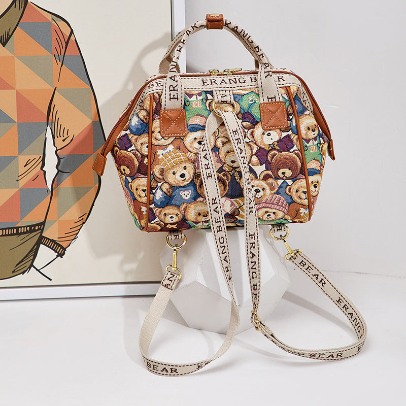 Women's Bear Attachment Stylish Versatile Canvas Large Bags