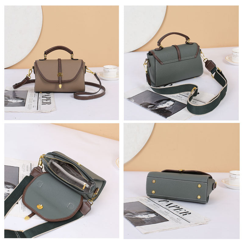 Women's Genuine Leather Fashionable Versatile Strap First Shoulder Bags