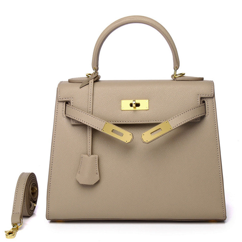 Women's Palm Print Cowhide Platinum Twist Genuine Handbags