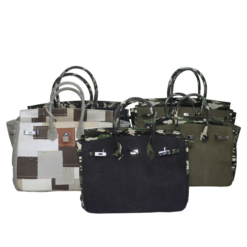 Women's Trend Creative Personalized Art Army Green Old Bags