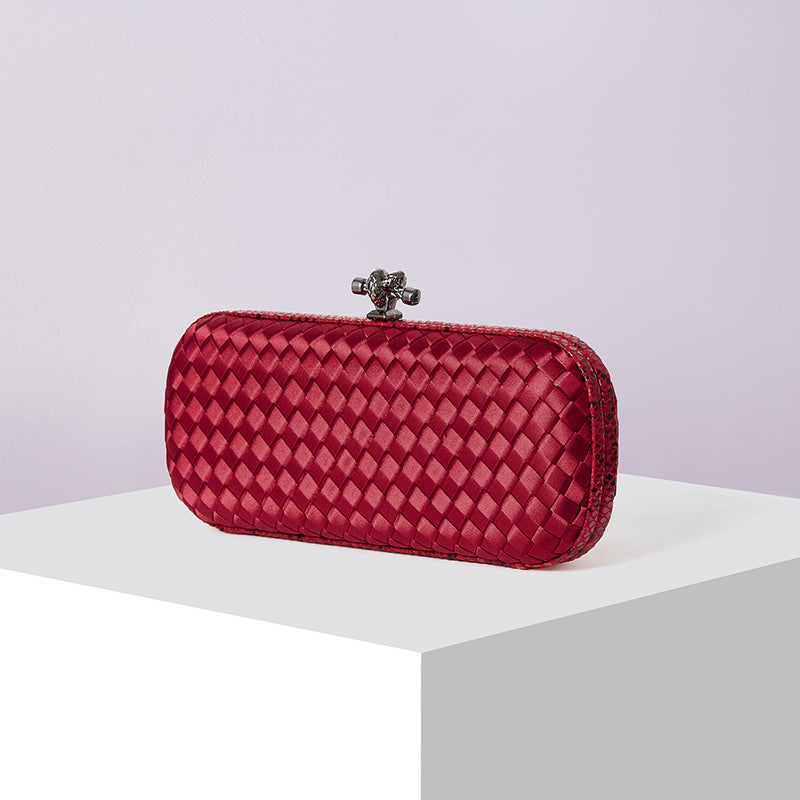 Women's Silk Hand-woven Simplicity Dinner Chain Pouch Evening Bags