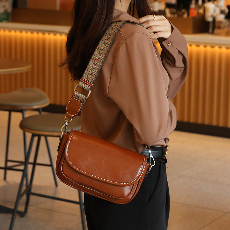 Women's Retro Oil Wax Skin Broadband Bags