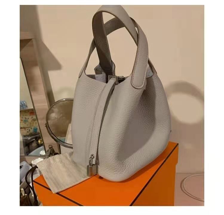 Litchi Grain Cowhide Vegetable Basket Fashion Handbags