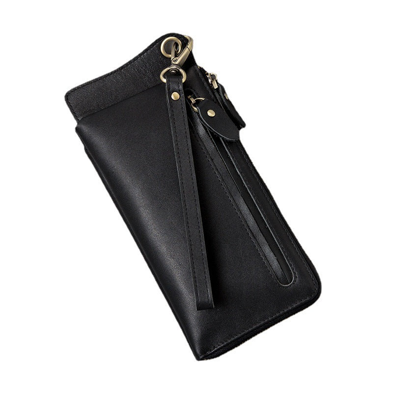 Men's Color Leather Multiple Slots Brush Mobile Clutch Men's Handbags