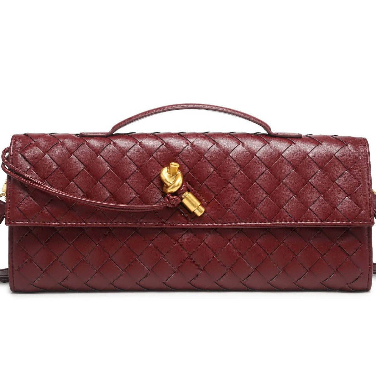 Woven Dinner Clutch Long Bolt Baguette Handbags