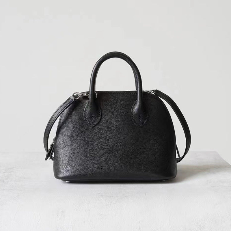 Women's Wax Line Top Layer Cowhide Bowling Crossbody Bags