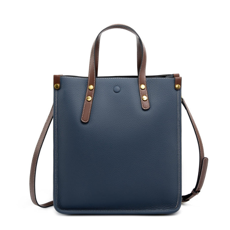 Leather Vertical First Layer Cowhide Commuter Handbags