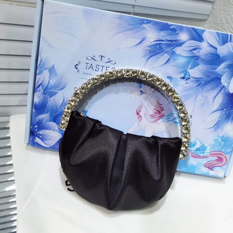 Female Niche Rhinestone Clutch Diamond Pleated Dinner Bags
