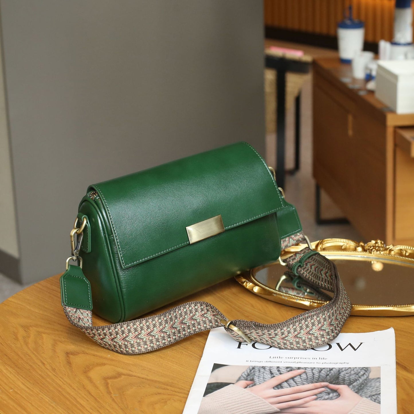 Women's Tanned Leather Cow Single Lady's Fashion Shoulder Bags