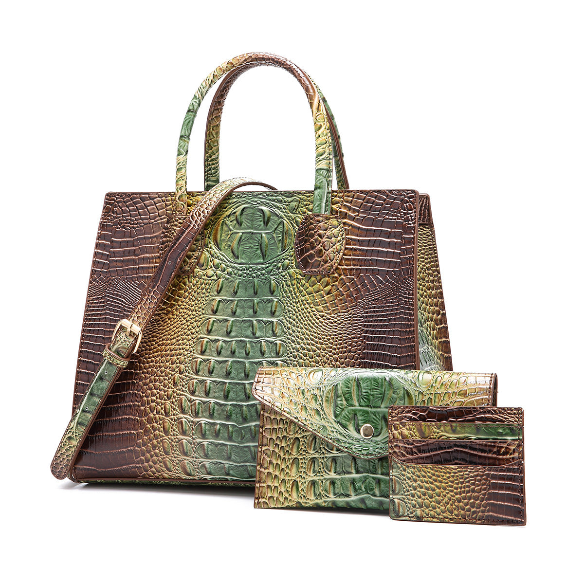 Women's Retro Mother Colorful Crocodile Pattern Brahmin Handbags