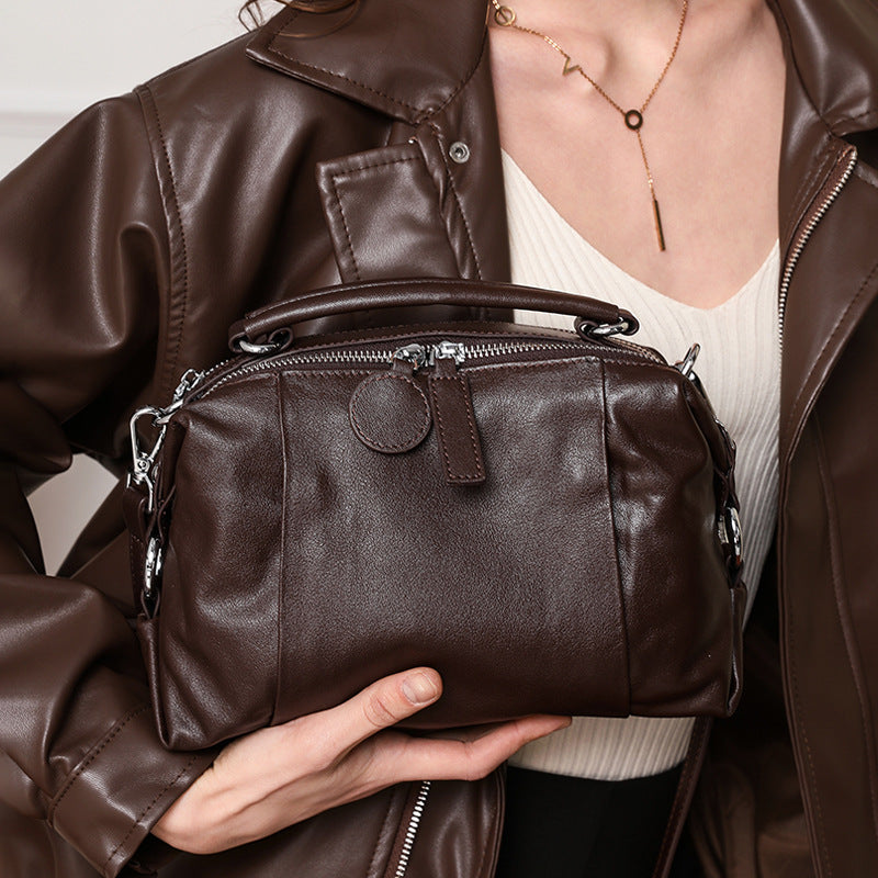 Niche First Layer Cowhide Boston Versatile Shoulder Bags