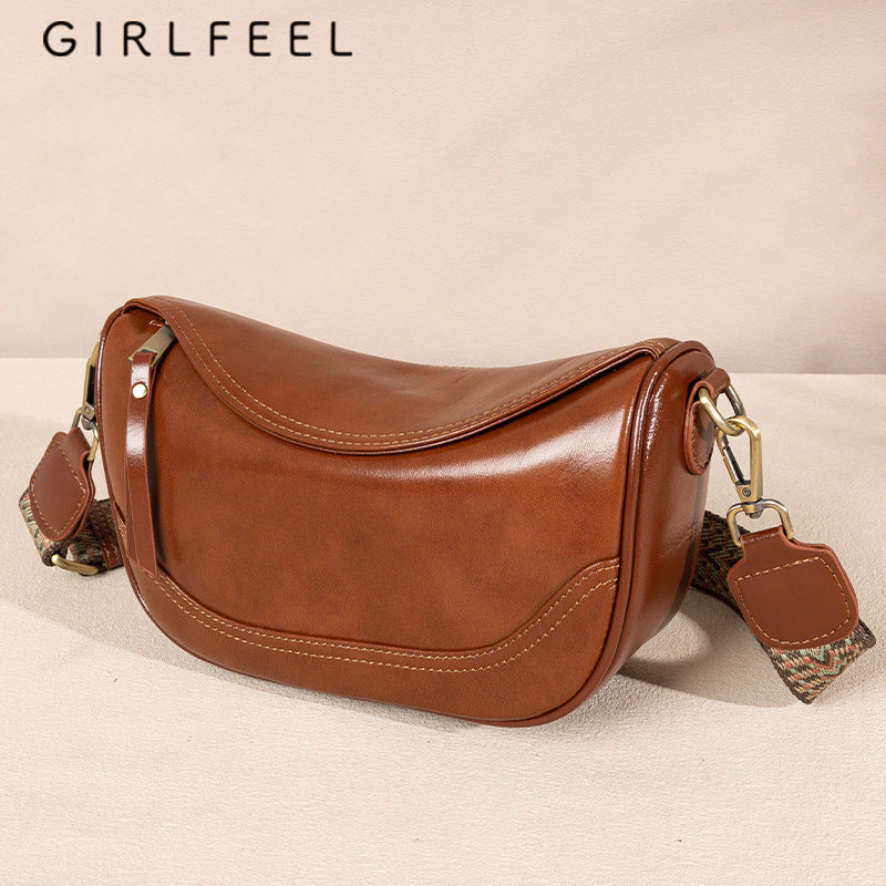 Women's Trendy Vintage Leather Fashion Vegetable Tanning Crossbody Bags