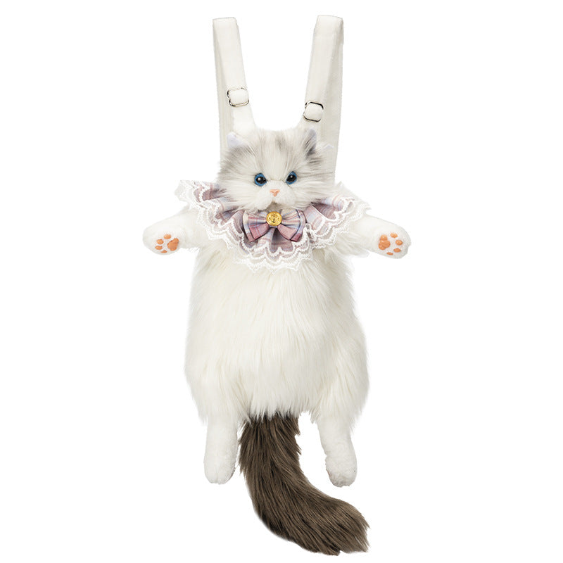 Women's Fun Simulation Doll Three Flower Cat Backpacks