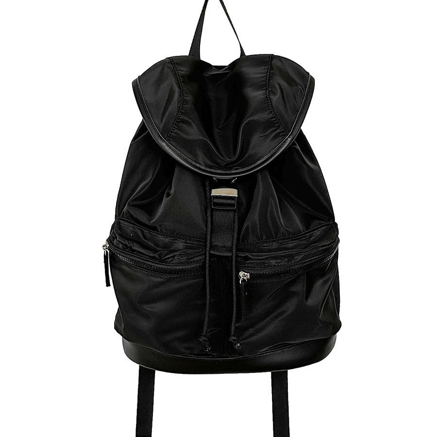 Women's Korean Style Drawstring Pleated Flip Nylon Niche Backpacks