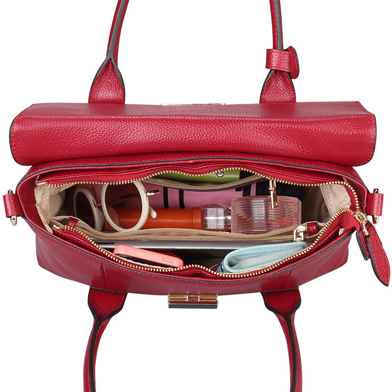 Women's Business Commute Leather Solid Color Genuine Handbags