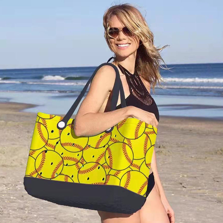 Women's Hole Beach Storage Big Printing Basket Handbags