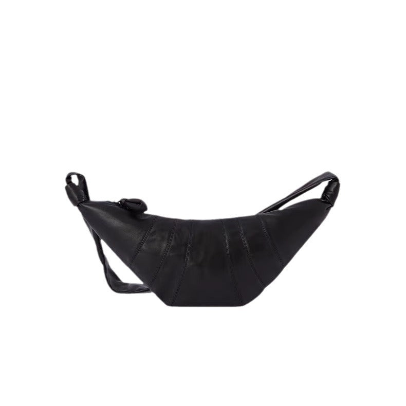 Women's Croissant Design Sheepskin Lazy Dumpling Genuine Crossbody Bags