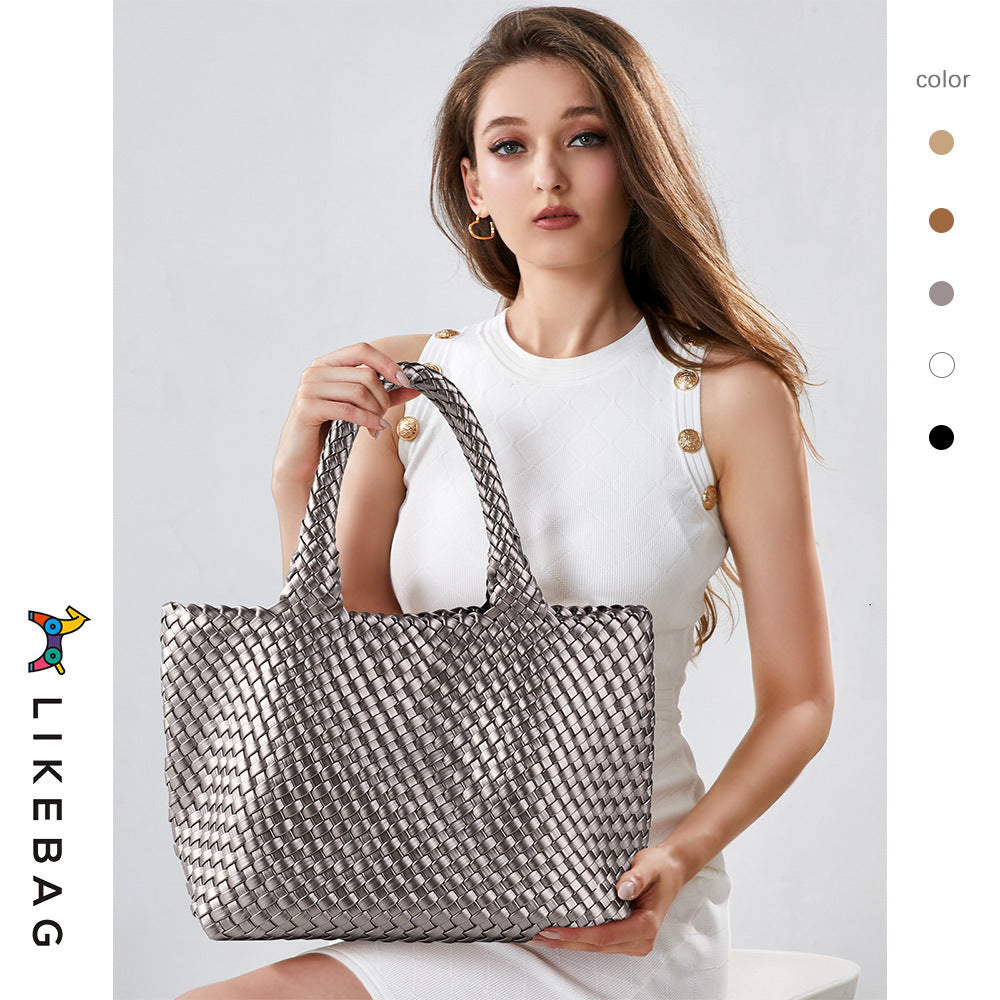 Women's Woven Letter Oversized Large Portable Simple Bags
