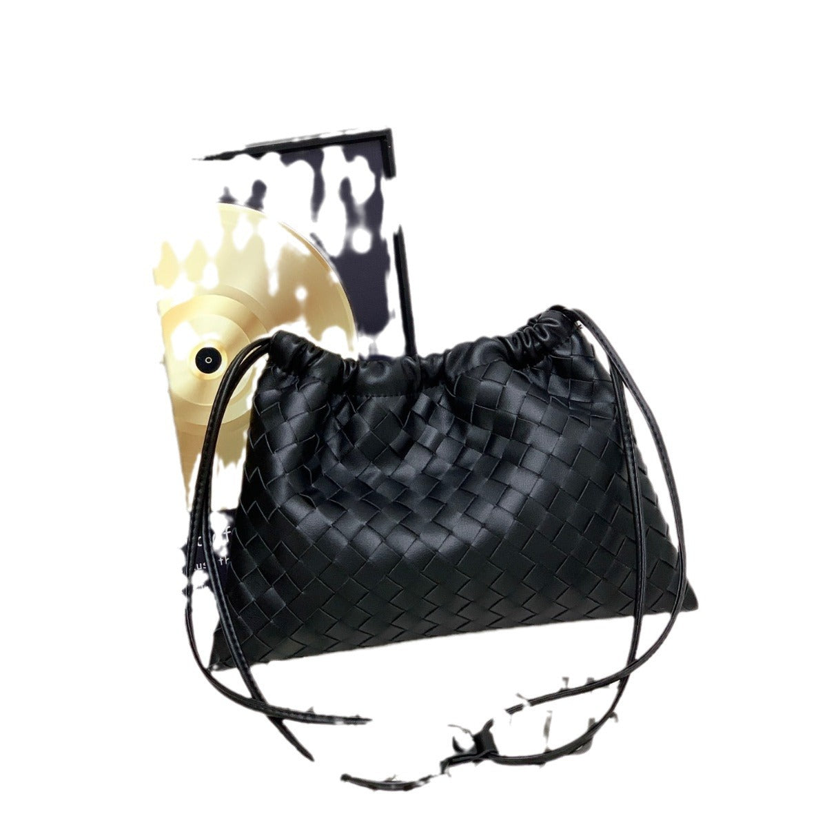 Women's Sheepskin Woven Garbage Clutch Drawstring Lucky Shoulder Bags