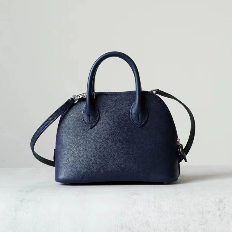 Women's Wax Line Top Layer Cowhide Bowling Crossbody Bags