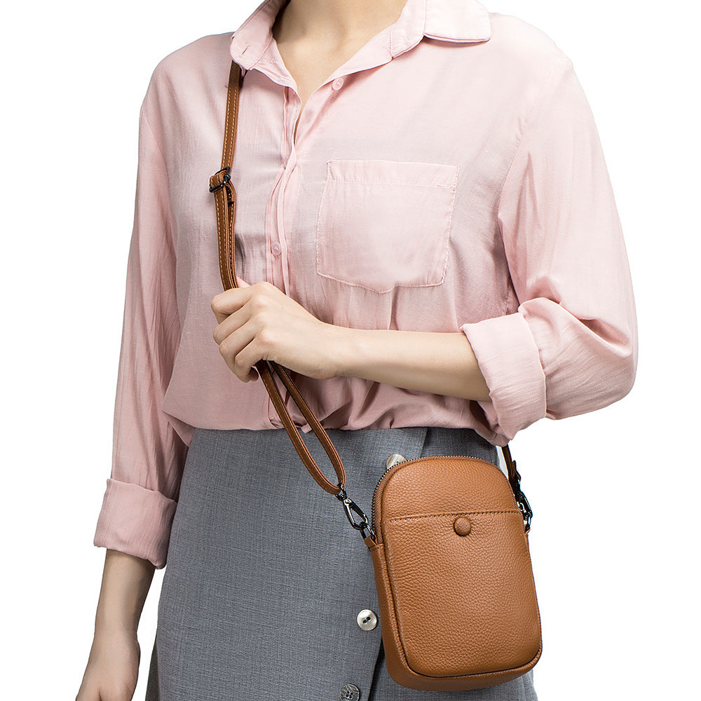 Women's Soft Leather Pouch Vertical Mini Fashion Bags