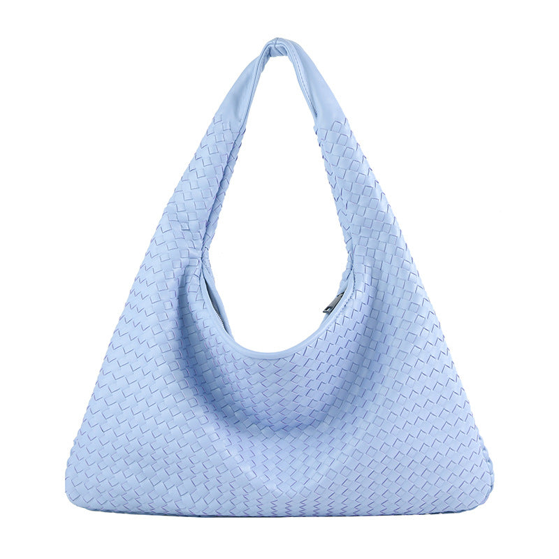 Woven Solid Color Large Capacity Portable Simple Shoulder Bags