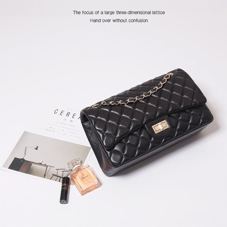 Women's Sheepskin Leather Diamond Pattern Chain Classic Shoulder Bags