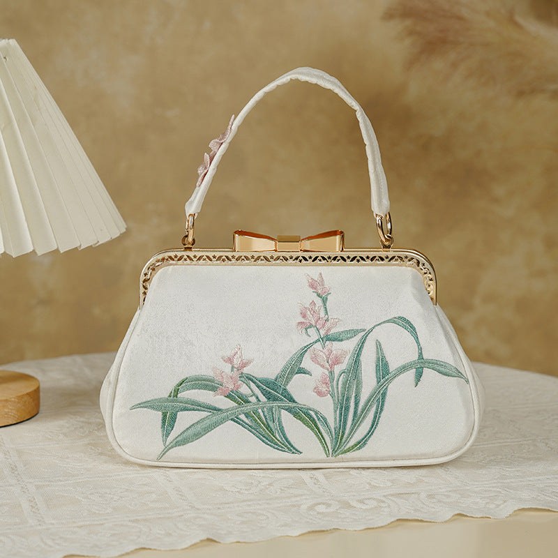Trendy Embroidered Chinese Style Cheongsam Orchid Handbags