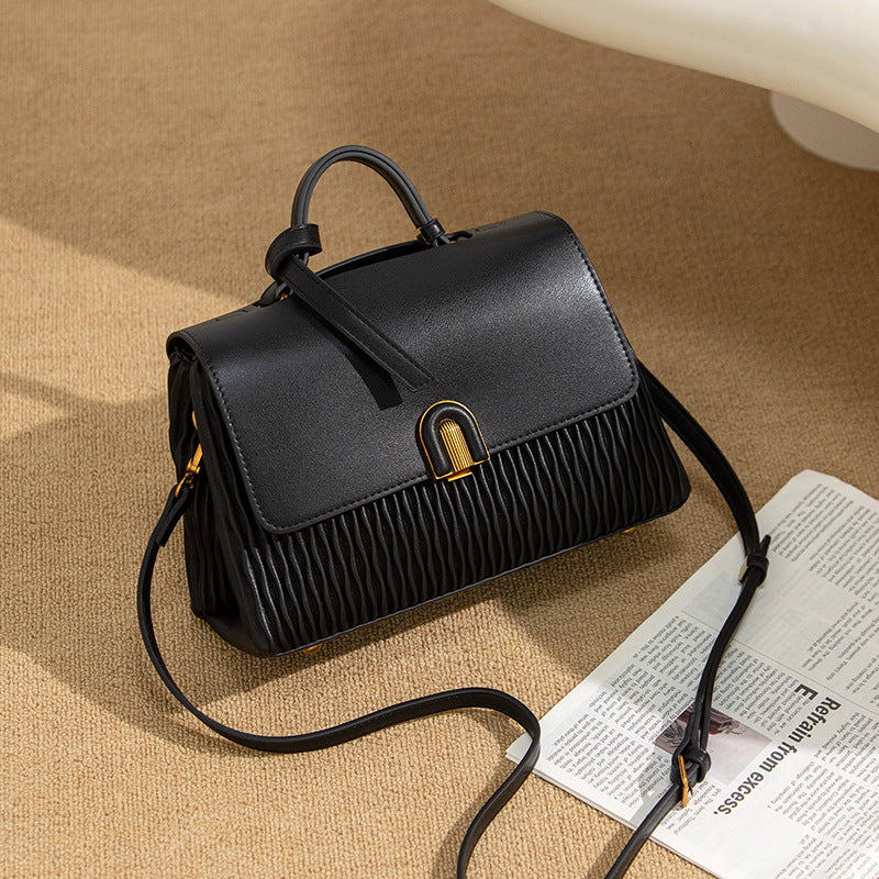 Women's Pleated Large Capacity Elegant Soft Leather Handbags