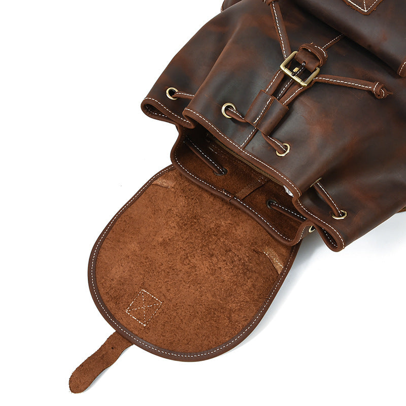 Men's Crazy Horse Leather Fashion Head Cow Backpacks