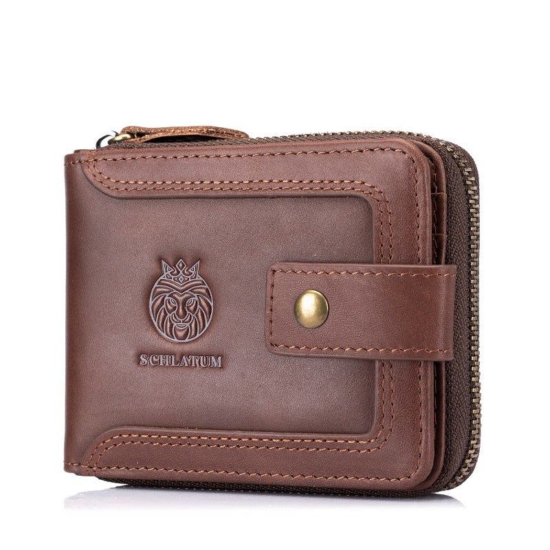 Men's Cowhide Swiping Genuine Leather Horizontal Retro Men's Wallets