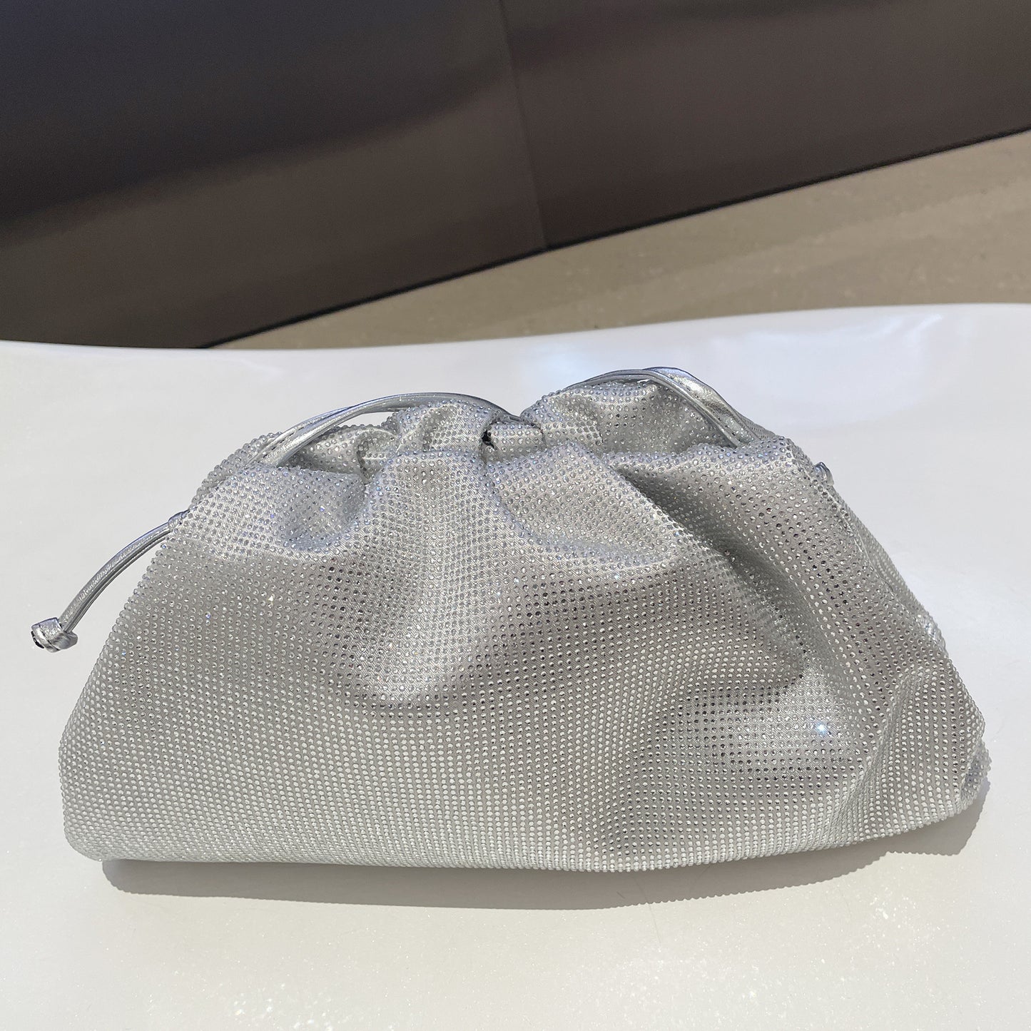 Women's Water Bright Crystal Cloud Fashion Commuter Pleated Crossbody Bags