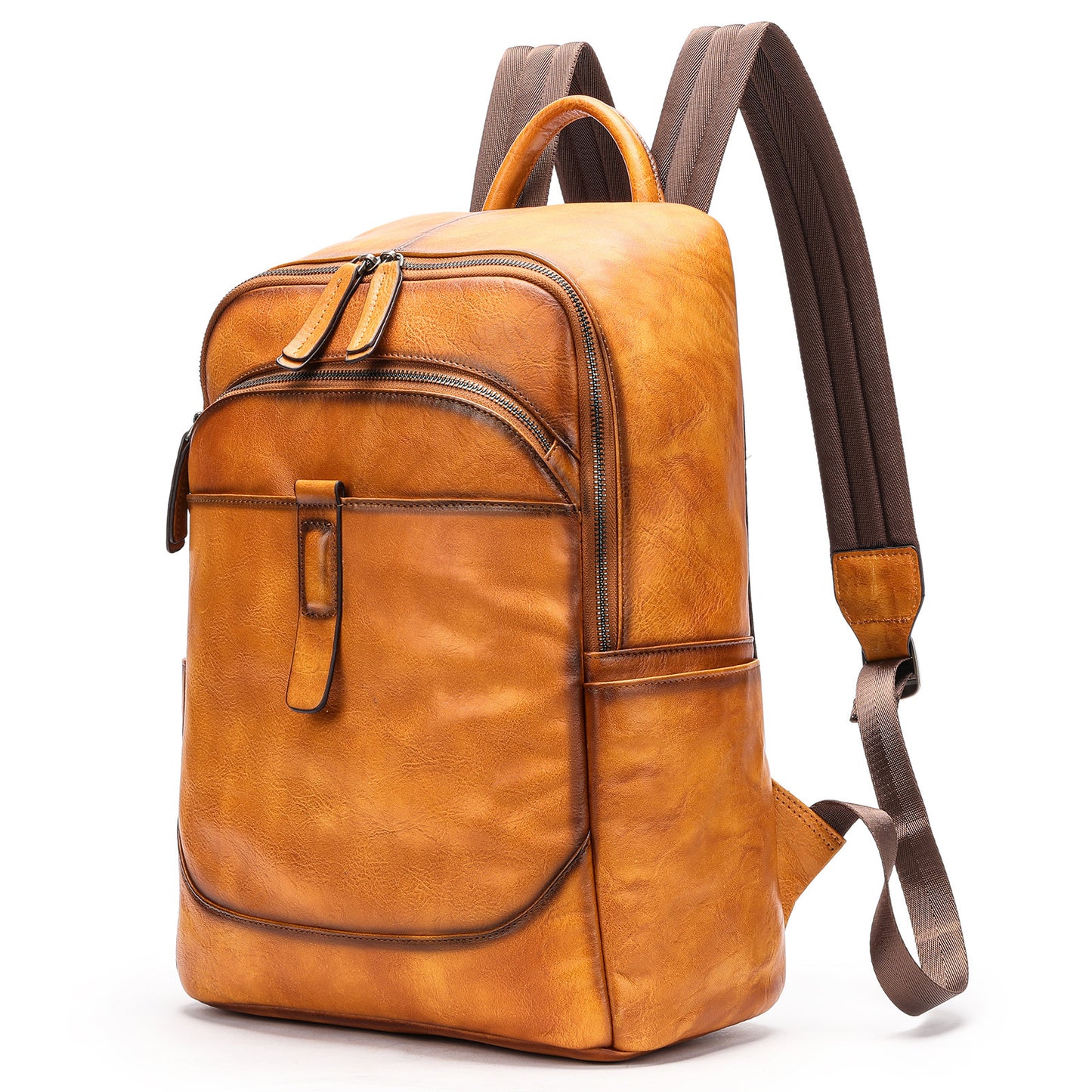 Men's Handmade First Layer Cowhide Business Leather Backpacks