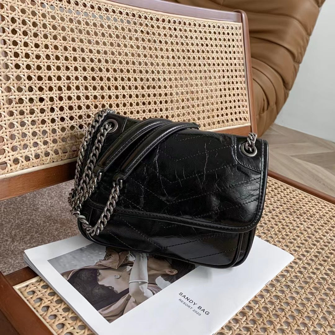 Women's Hobo Leather Poplar Forest Black Chain Shoulder Bags