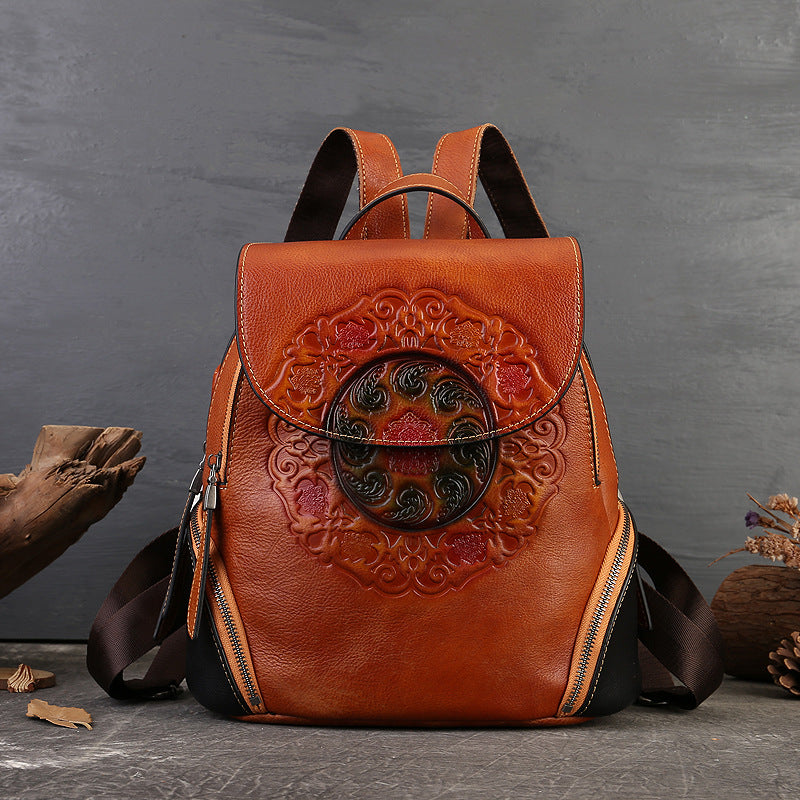 Leather Unisex High Sense Niche Artistic Backpacks