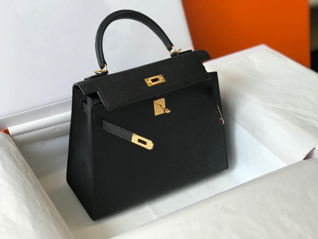 Women's Quality Palm Print Kelly Genuine Leather Shoulder Bags