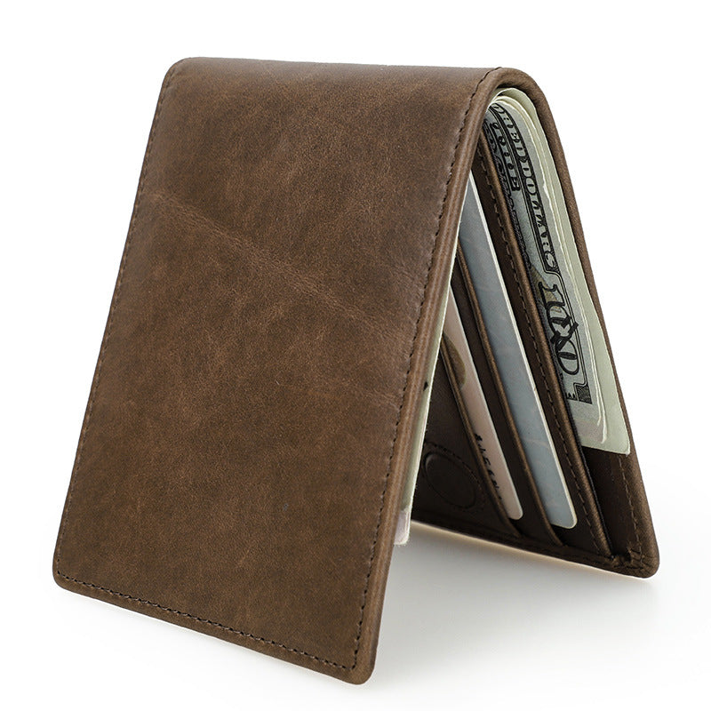 Men's Angel First Layer Cowhide Two Fold Horizontal Men's Wallets