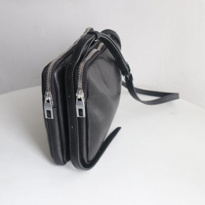 Style Genuine Leather File Simple Twin Crossbody Bags