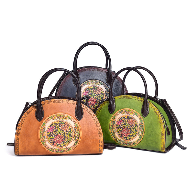 Women's Layer Cowhide Chinese Style Dumpling Unique Craft Handbags